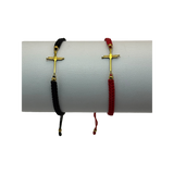 Pulseras tejidas con figura de cruz