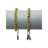 Pulseras tejidas balines diamantados graduable