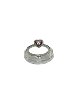 Anillo de promesa estilo halo corte corazon pequeño
