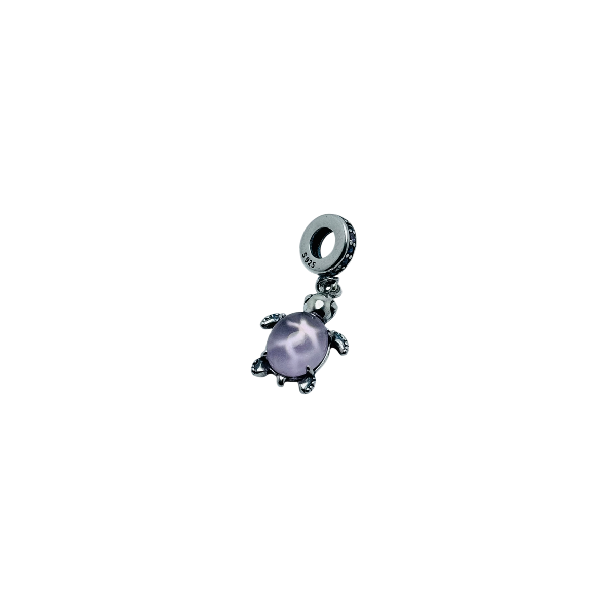 Dije o charm tortuga de mar rosa de cristal murano