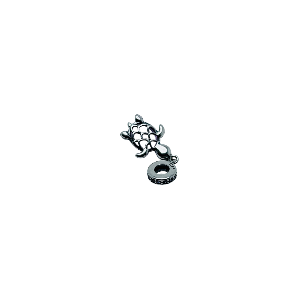 Dije o charm tortuga de mar rosa de cristal murano