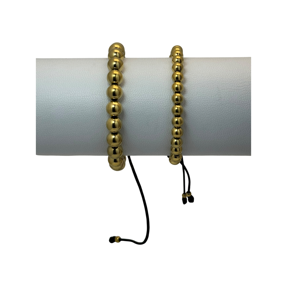 2x Pulsera tejida balines dorados