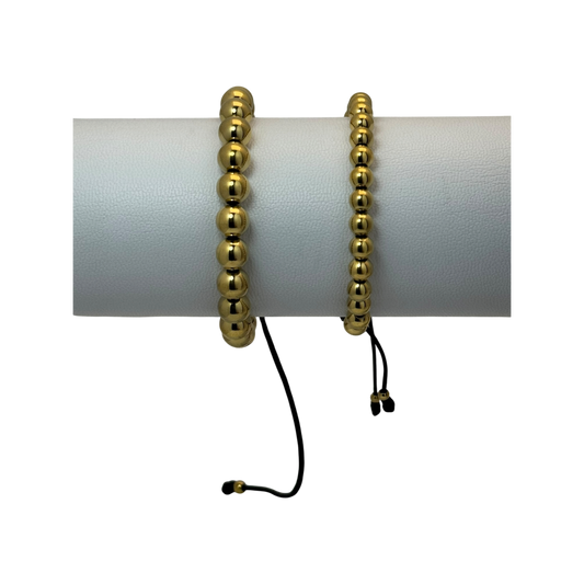 2x Pulsera tejida balines dorados