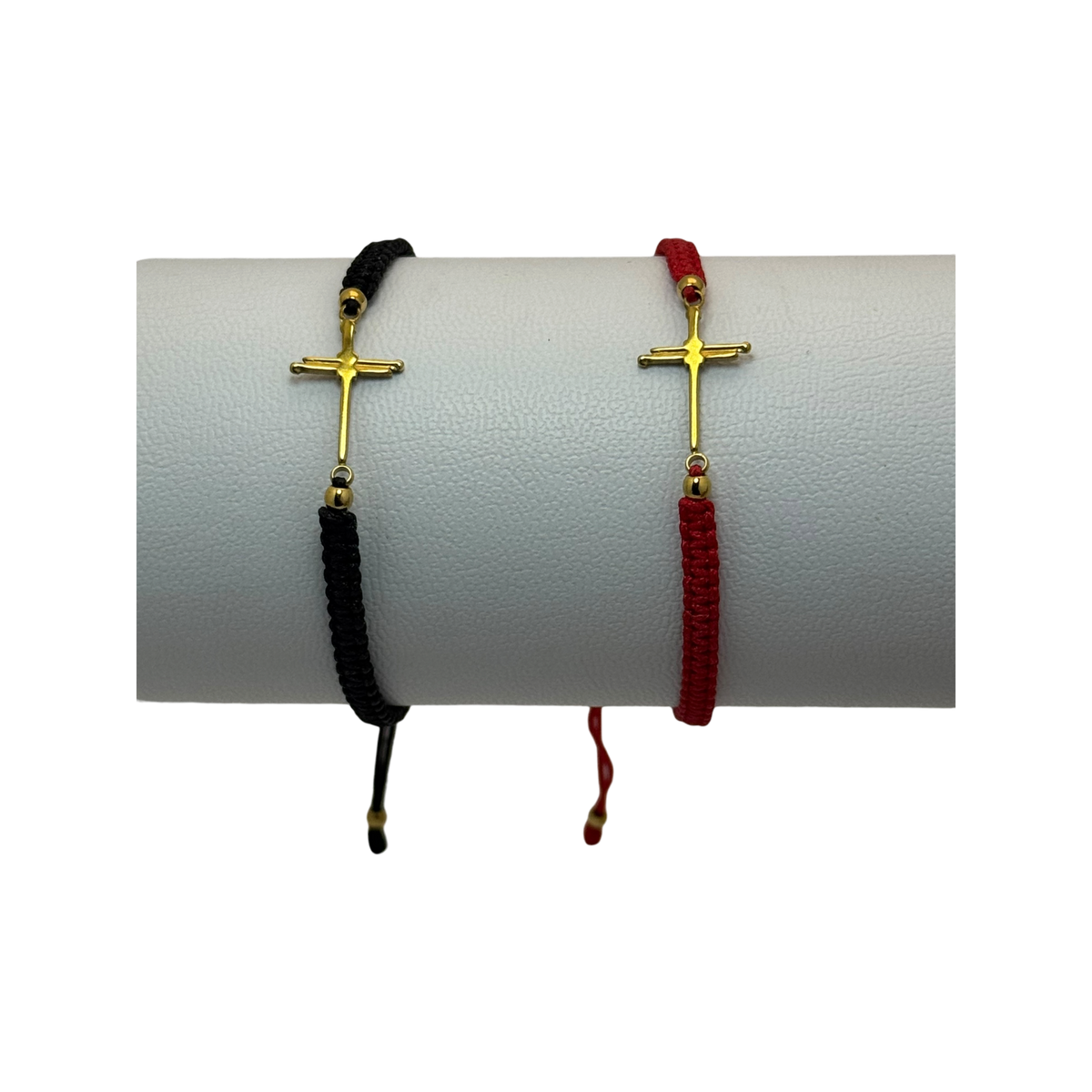 Pulseras tejidas con figura de cruz
