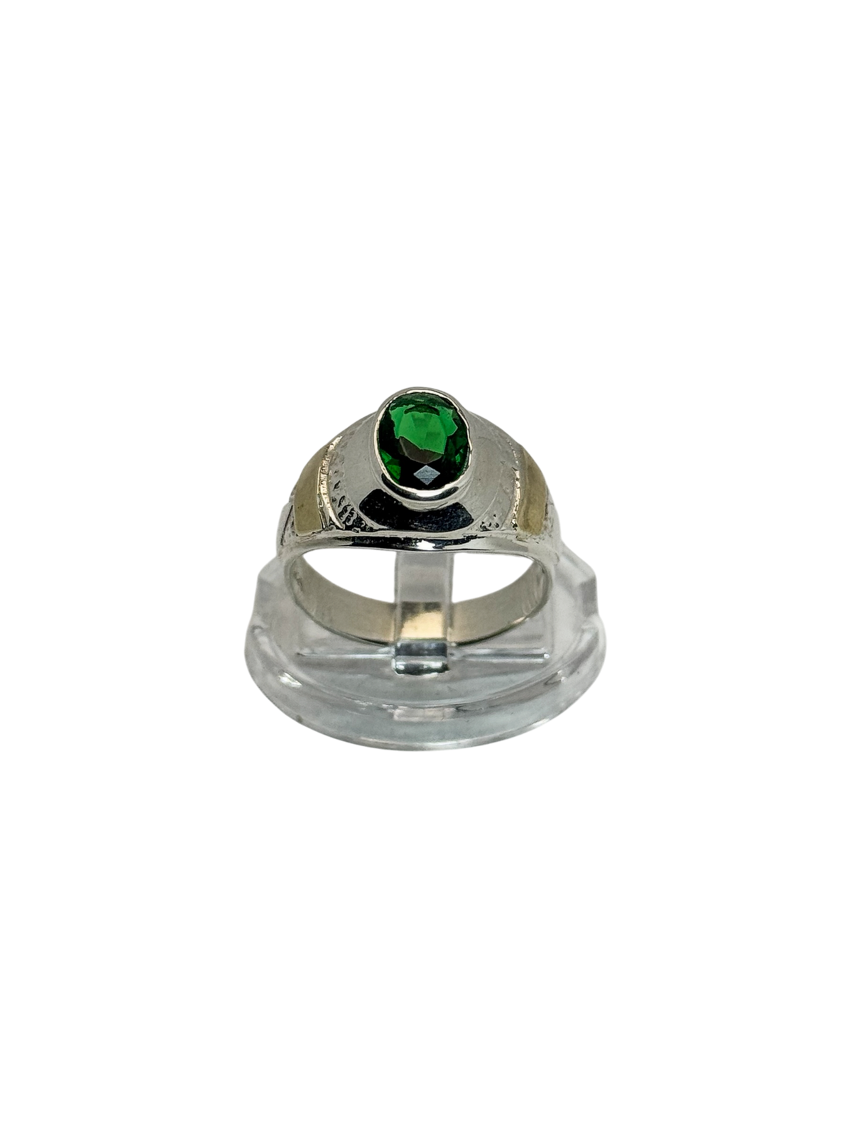 Anillo tipo sello piedra central verde