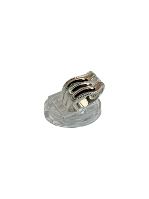Anillo tres lineas bicolores en oro 14 k