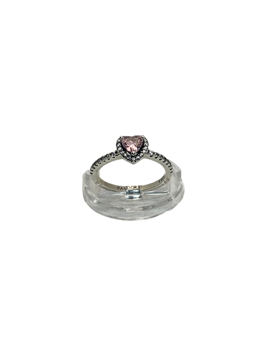 Anillo de promesa estilo halo corte corazon pequeño