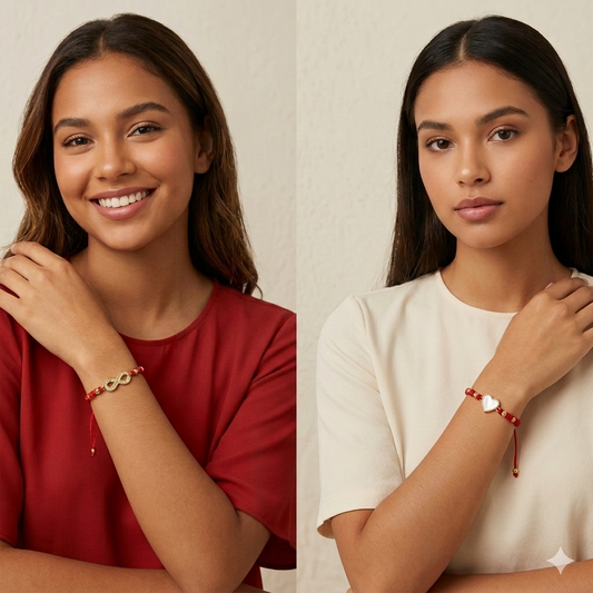 2x Pulsera tejida balines diamantados simbolo infinito/corazon dorada